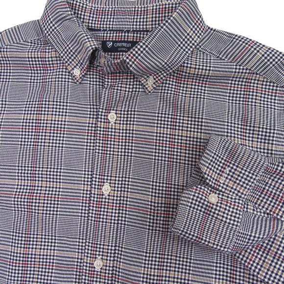 Cremieux Mens Button Down Shirt L Tall Blue Red Classics Plaid Long - Picture 1 of 9